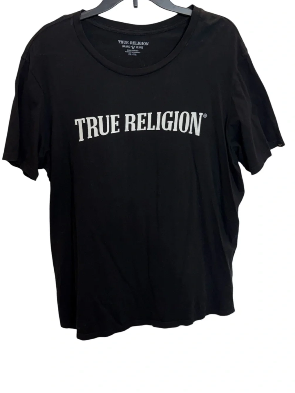 True Religion Black Tee with White Arch Logo 2XL